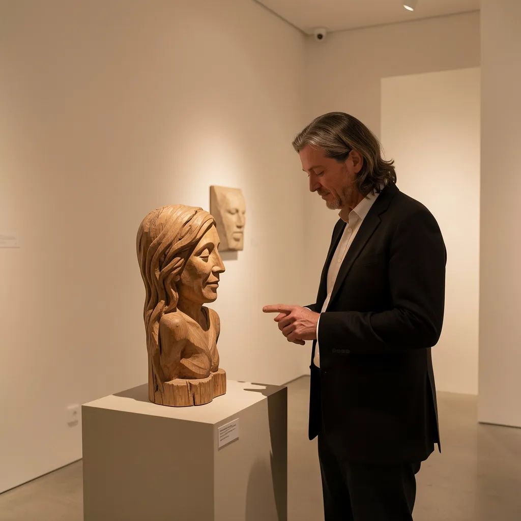 Wooden decor piece displayed in a modern interior setting