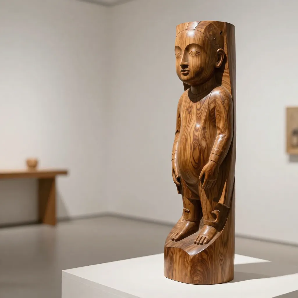 Contemporary living room with wooden decor as focal point