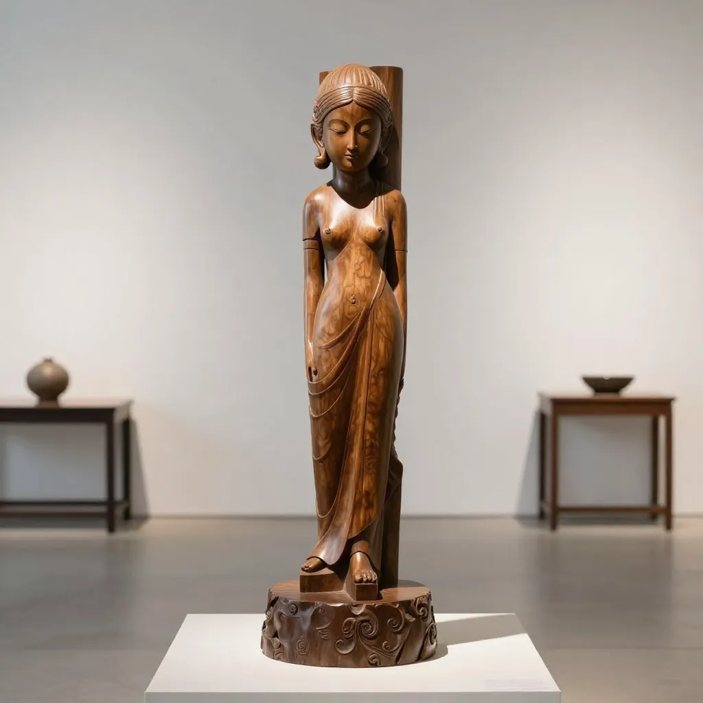 Large hand-carved oak sculpture with intricate details