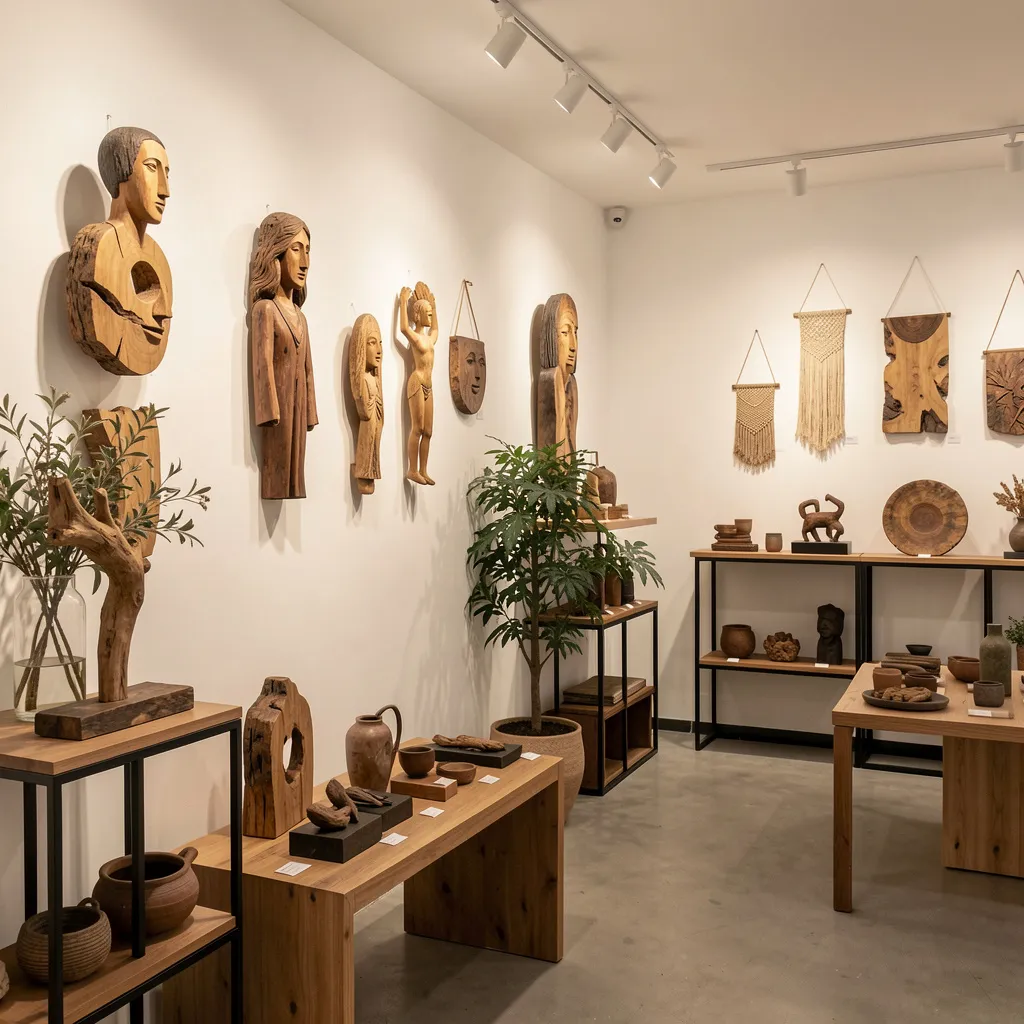 Outdoor space featuring wooden decor elements