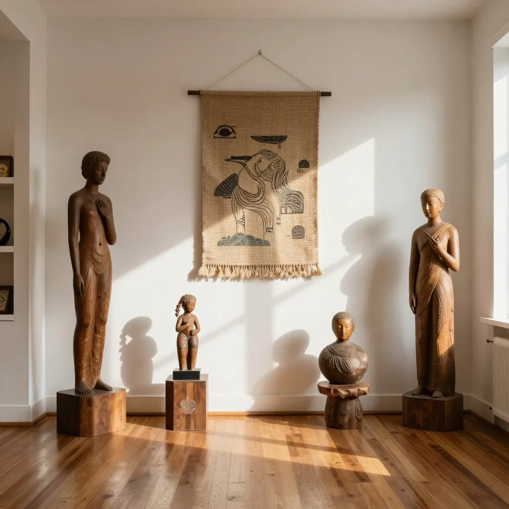 Workspace with wooden organizational pieces